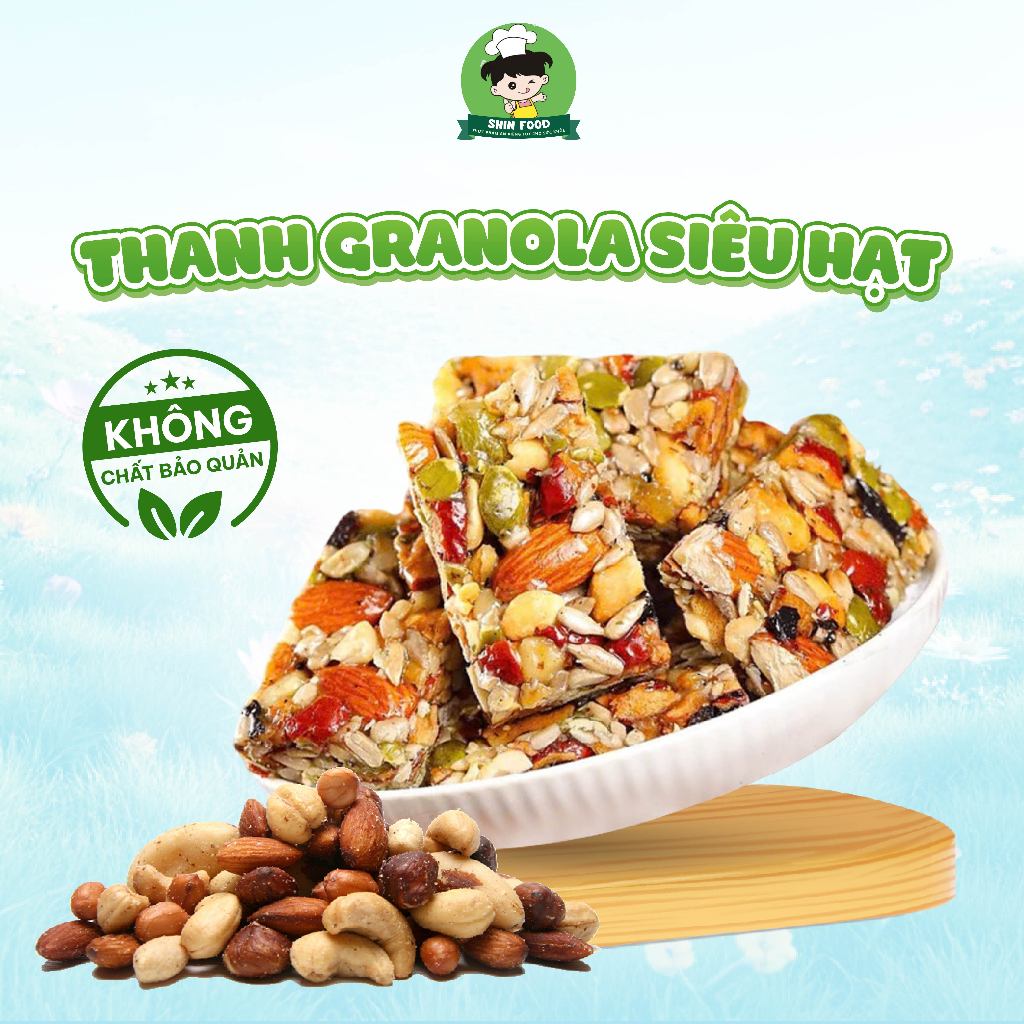 Granola Siêu Hạt Dinh Dưỡng Không Đường Shin Food, Bánh Ngũ Cốc Ăn Kiêng Giảm Cân Healthy Túi 250g, 500g, 1kg