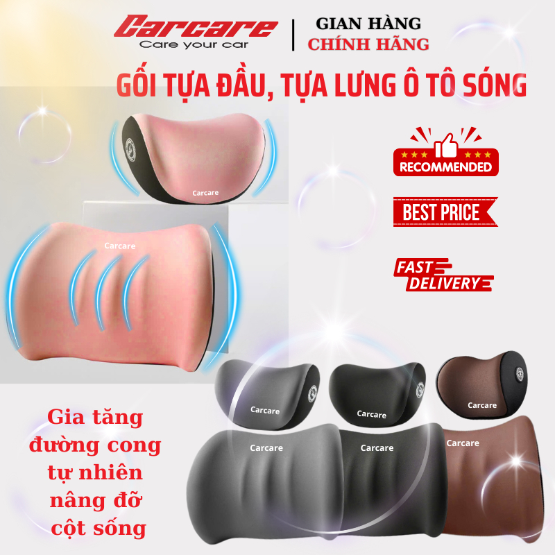 Gối tựa đầu tựa lưng ô tô sóng Carcare - Hàng đẹp giá xưởng