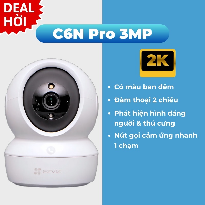 Camera Ezivz Xoay 360 Trong Nhà C6N Pro 2K (3.0MP)