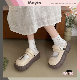  Dép mary jane sục nữ Mayto đế cao 5 cm kèm charm butterfly nhỏ dễ thương Hàn Quốc CS-213 