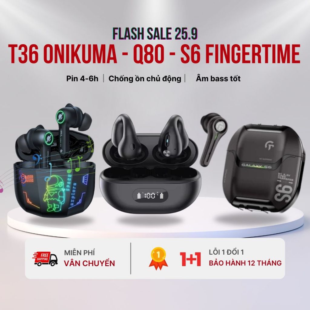 Tai nghe Nhét Tai Không Dây Bluetooth T36 Onikuma Chính Hãng Có Micro Chống Nước Chống Ồn Pin Trâu