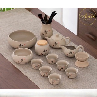  Bộ Ấm Chén Uống Trà Phòng Khách Sang Trọng Bộ Ấm Chén Pha Trà Đẹp Cao Cấp Làm Quà Biếu Tặng Bộ Ấm Trà Thư Pháp Gốm Thô 