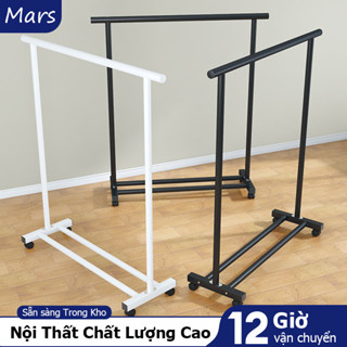 𝐌𝐚𝐫𝐬 Giá Treo Quần Áo Đen/Trắng Kệ Treo Quần Áo Thép Cac Bon Kèm Chỗ Để Giày Thông Siêu Tiết