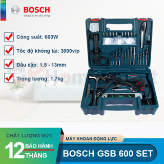 Bộ máy khoan động lực Bosch GSB 600 SET 100 món 600W bảo hành 12 tháng