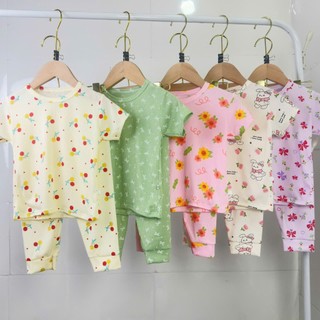   4-24kg  Combo 4 bộ quần áo  ÁO CỘC QUẦN DÀI  vải thun tăm lụa cho bé gái   Họa tiết giao ngẫu nhiên  