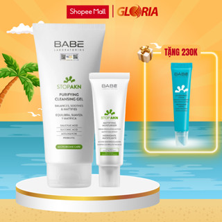  Bộ Đôi Sữa Rửa Mặt Babé Stop Akn Purifying Cleansing Gel 200ml Và Kem Dưỡng Ẩm Kiềm Dầu Babé Mattifying Moisturis 50ml 