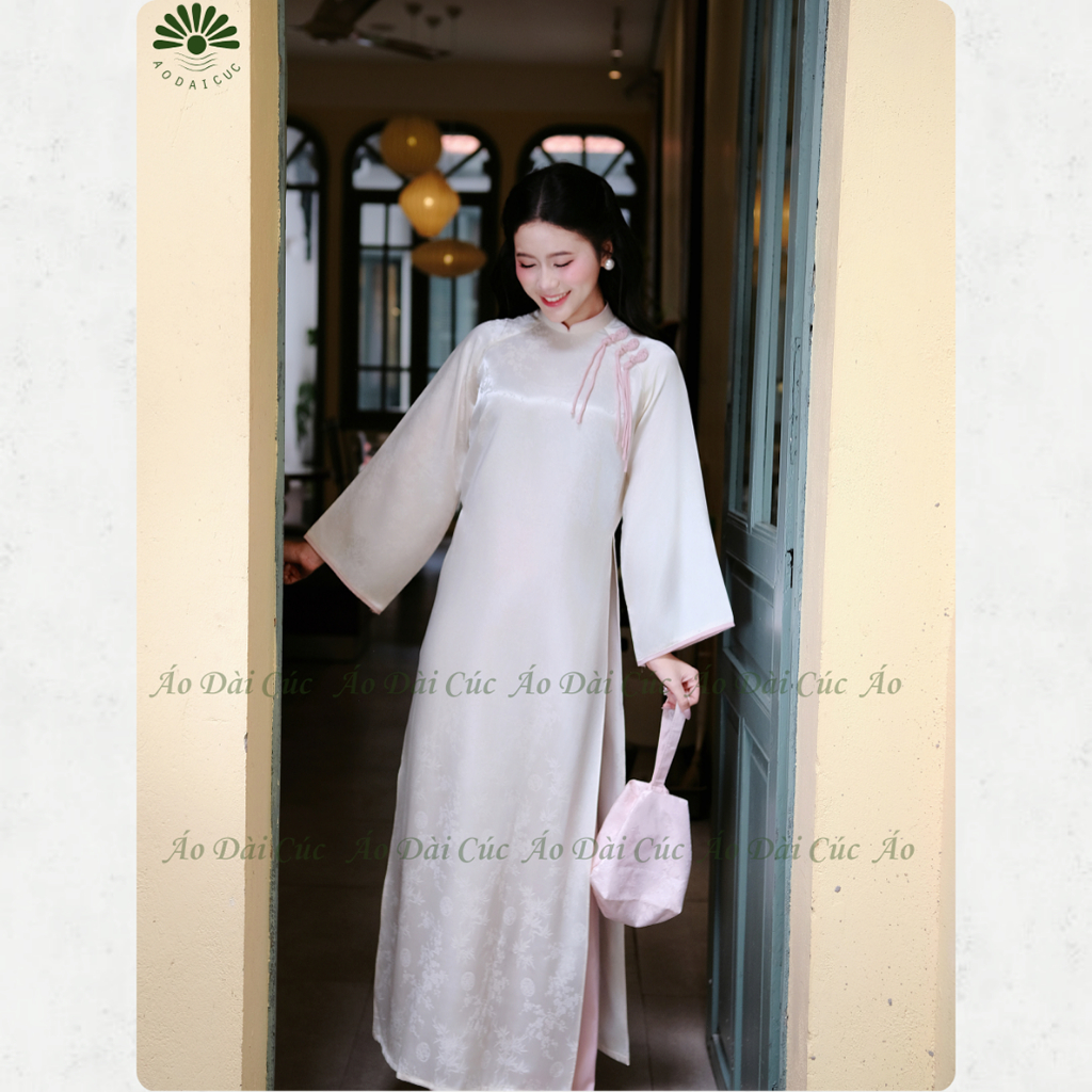 Áo dài cách tân MỘC LAM , chất liệu lụa gấm mềm kết hợp đính nơ cách điệu - Áo Dài Cúc | BigBuy360 - bigbuy360.vn