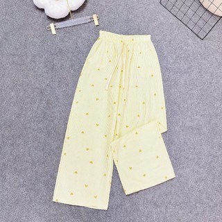  Quần Kẻ Sọc Bigsize Nữ In Hình Trái Tim Quần Suông Dài màu Pastel Dễ Thương Cho Chubby Q566 