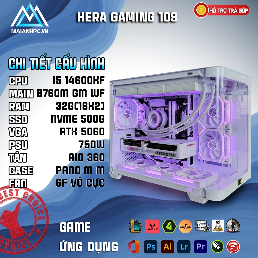 PC HERA GAMING ĐỒ HỌA 109 (I5-14600kf | B760M GAMING | RTX 5060 8G)
