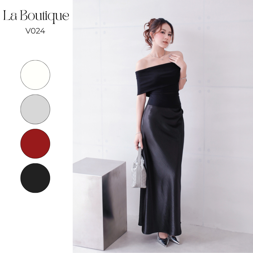  Chân Váy Dài Lụa Nhũ Dáng Suông Nhún Eo La Boutique V024 