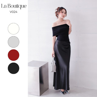  Chân Váy Dài Lụa Nhũ Dáng Suông Nhún Eo La Boutique V024 
