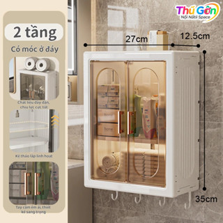  Tủ Nhà Tắm tủ đựng mỹ phẩm 2 Tầng tủ thuốc gia đình không thấm nước không cần khoan với nhãn dán 