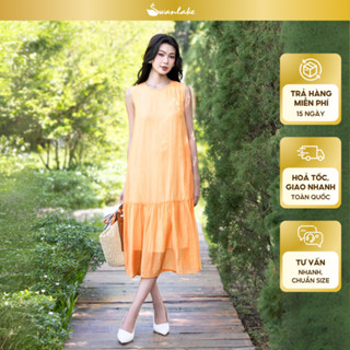 SWANLAKE |  Váy Đầm Sát Cánh Hè Phom Suông Cổ Tròn Trơn Đuôi Cá Vải Tơ Có Lót D11519