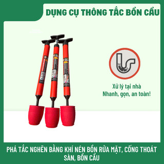 Súng Thông Tắc Bồn Cầu,  Bồn Cầu Bồn Rửa, Cống Thoát sàn bằng Khí Nén - hiệu quả, tiện dụng