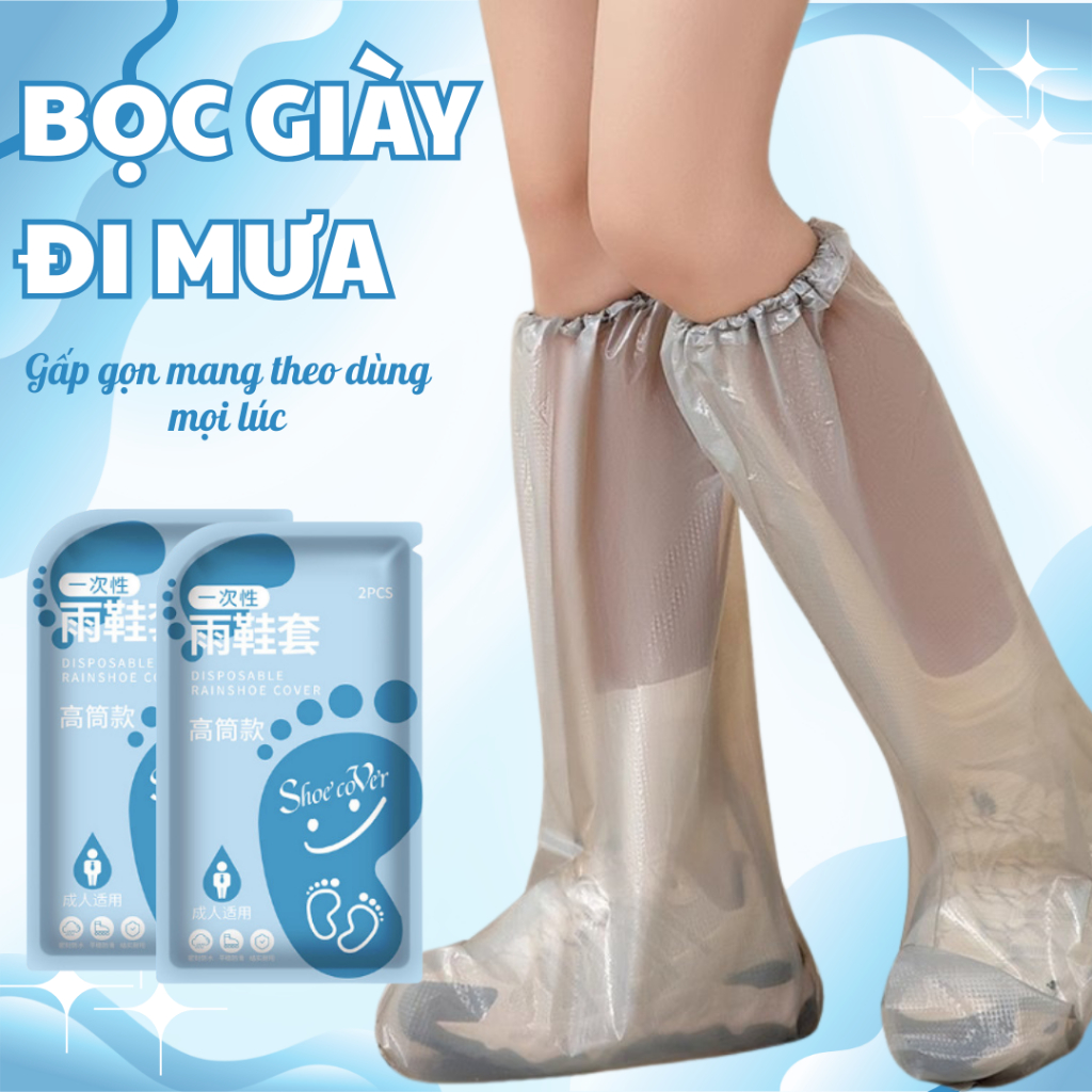Combo 5 Túi Ủng đi mưa, bọc giày trời mưa gấp gọn, bọc giày chống thấm, tái sử dụng nhiều lần