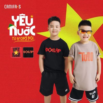 Áo thun Việt Nam unisex trẻ em áo phông Độc lập chất vải mềm mịn CANIFA S 3TS25S013