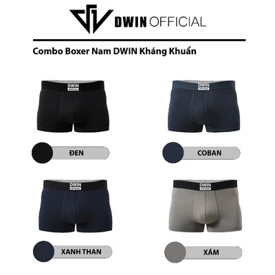 Combo 3 quần lót nam in nổi DWIN sịp đùi kháng khuẩn cao cấp boxer vải thun lạnh co dãn 4 chiều 2.0 SP04A