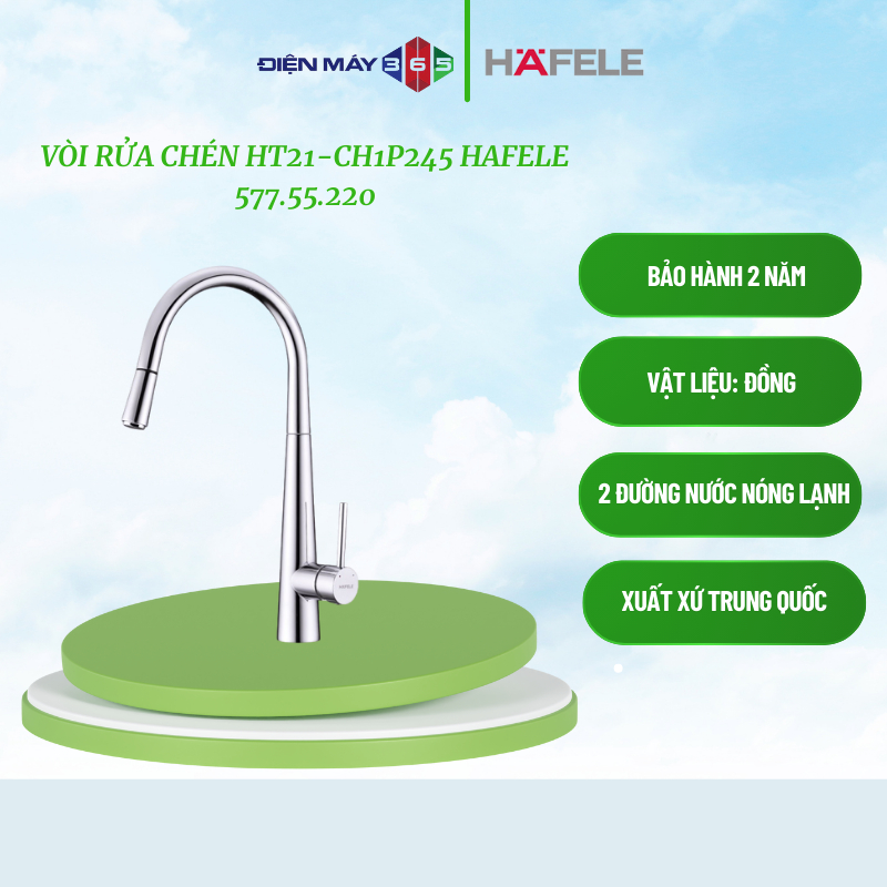 Hafele Vòi Rửa Chén HT21-CH1P245 – 577.55.220, Vòi Kéo Rút Hai Đường Nước Nóng Lạnh - STM