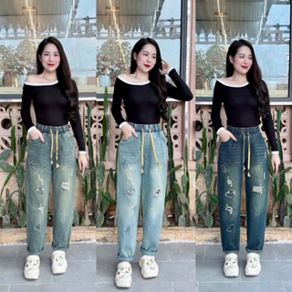   Deal mở bán  Quần Jean Nữ Dáng Beggy – Jean Mềm Thêu Chữ Rách Phong Cách Trẻ Trung Thời Trang Năng Động  M56  