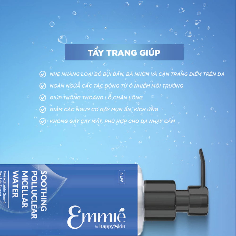 Ảnh 3 của Nước Tẩy Trang Emmié Derma Micellar Water sạch sâu, không cay mắt, không đắng miệng, không khô da