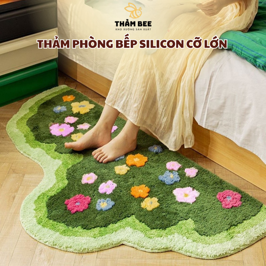 Thảm Trải Đầu Giường Lông Cừu Dễ Thương - Chống trơn, Thấm hút - Thảm Bee