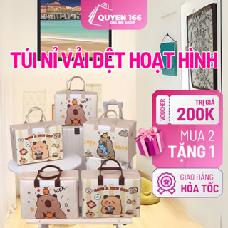 Túi Nỉ Vải Dệt Đựng Đồ Đa Năng, Túi Du Lịch Hoạt Hình Đeo Vai Thời Trang Tiện Lợi