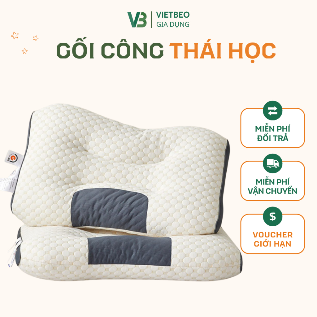 Gối Công Thái Học Didooglt Gối Bông Gòn Tinh Khiết Hỗ Trợ Tư Thế Ngủ Tránh Đau Mỏi Vai Gáy