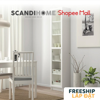 JELLY, Kệ sách 6 tầng cửa kính SHE_043, 40x30x202cm, chỉ giao nội thành HCM, kệ gỗ Scandi Home