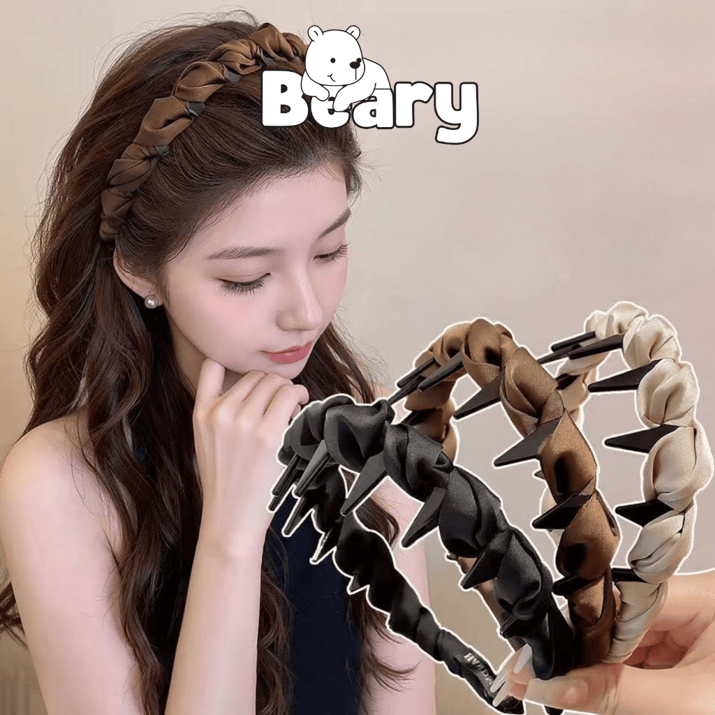 Băng Đô Cài Tóc Nữ Beary Có Răng Chống Trơn Trượt Bờm Cài Tóc Phong Cách Hàn Quốc