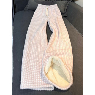  QUẦN DÀI NỮ LÓT LÔNG CARO ỐNG RỘNG GIỮ ẤM MÙA ĐÔNG 