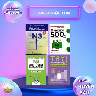 Sách tiếng Nhật - Combo Luyện thi N3 (Try N3, 500 câu hỏi N3, Tango N3, Bộ đề thi thử N3)