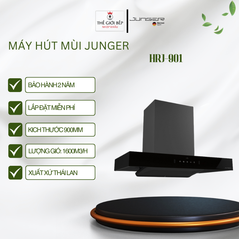 Máy hút mùi Junger HRJ-901 – Hàng Chính Hãng – Cảm Ứng Vẫy Tay – Thiết Kế Sang Trọng Chuẩn Đức