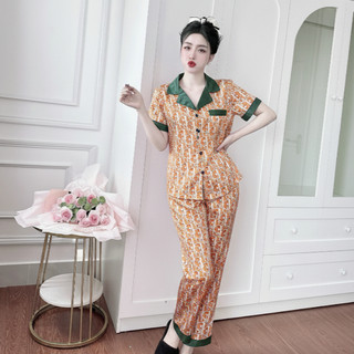  Bộ Đồ Ngủ Nữ NHISTORE Pijama Bộ Mặc Nhà Áo Tay Ngắn Quần Dài Lụa Satin 60kg 