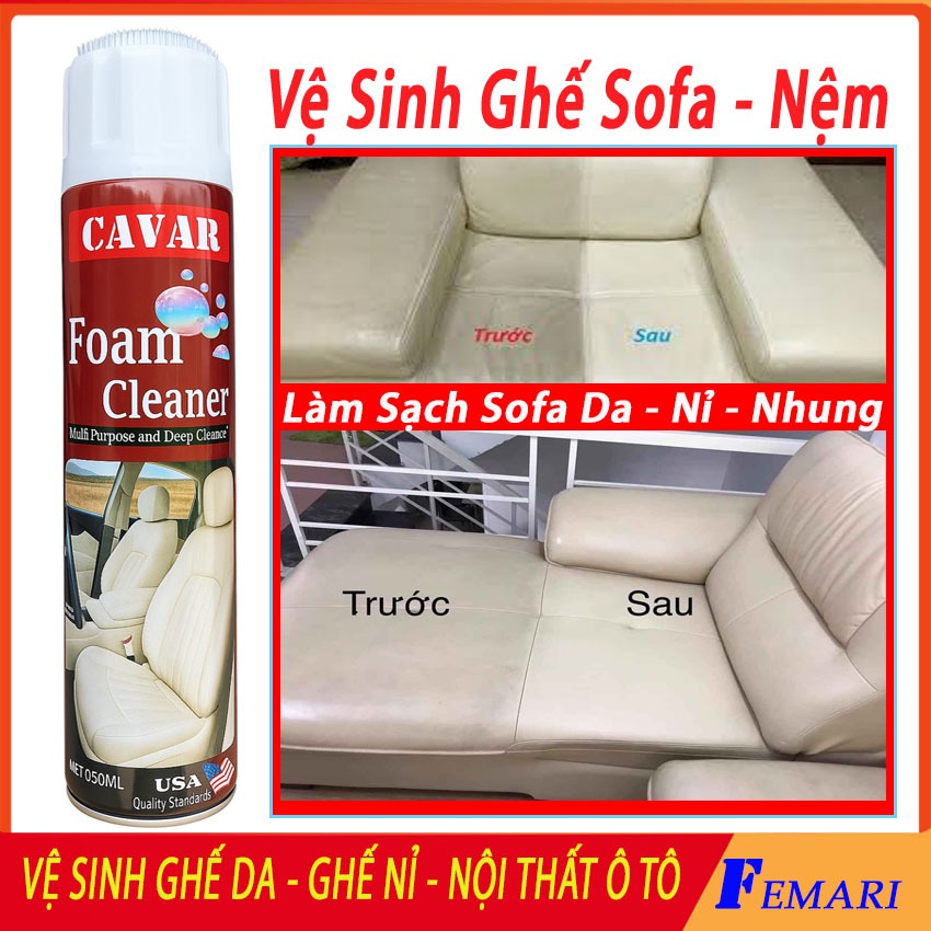 Chai Xịt Vệ Sinh Sofa Da - Vệ Sinh Nội Thất Ôtô - Làm Sạch Ghế Da - Tẩy Ghế Sofa - Vệ sinh ô tô