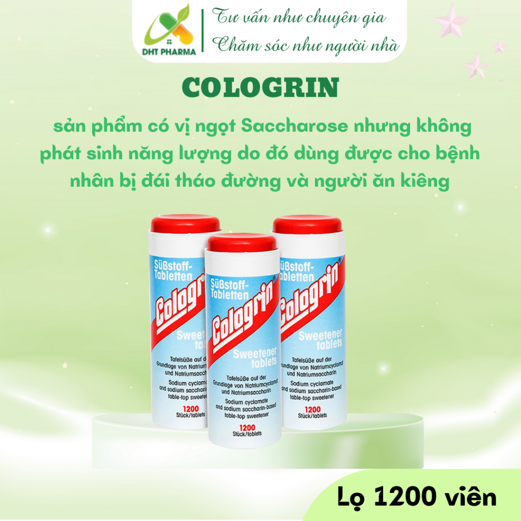 Đường ăn kiêng Cologrin Kruger hộp 1200 viên - không calo, ngọt nhẹ