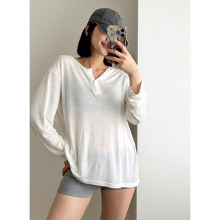  Áo giấy dãn thiết kế cổ rộng phối khuy 8 màu peonyb - Thun dài tay nữ kiểu basic hotgirl phong cách hàn quốc đẹp bigsize 
