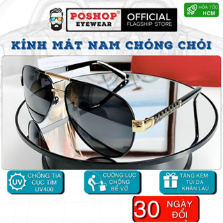Kính mát nam chống chói kính râm tròn gọng kim loại thời trang hàng hiệu uv400 7006 POSHOP