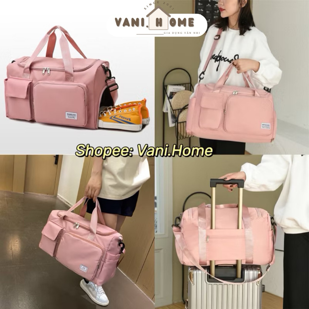 Túi xách du lịch có ngăn để giày gắn vali tiện lợi MẪU MỚI cao cấp chống nước kèm dây đeo chéo đựng đồ du lịch, tập gym