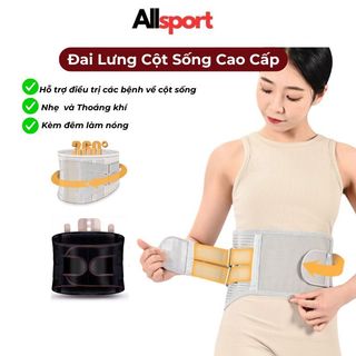 Đai Lưng Cột Sống ALLSPORT Giảm Đau Lưng, Thoái Hóa, Thoát Vị Đĩa Đệm, Đau Thần Kinh Tọa, Đai Nịt Lưng Thoáng Khí