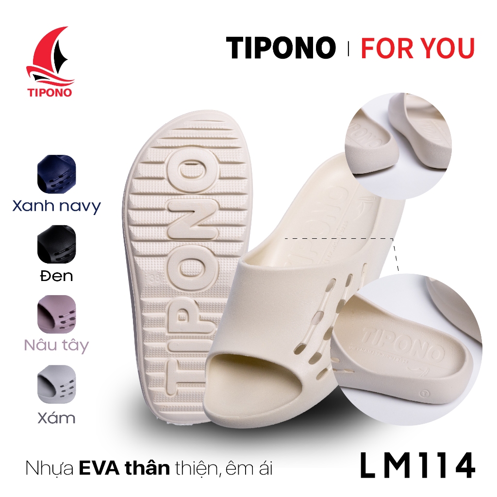 TIPONO Dép công thái học LM114 Unisex đế đúc EVA bền bỉ Đế Chống Trơn Trượt- nhẹ và ôm chân