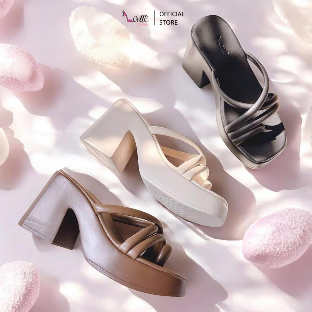 LOVIIECORNER - GUỐC NỮ THỜI TRANG BA QUAI PHỒNG CHÉO DA MỀM NHẸ - XUỒNG ĐẾ VUÔNG XỎ NGÓN 9PHÂN - D24