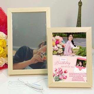 Quà Tặng Bạn Gái -  Quà Sinh Nhật - Tranh gương đèn LED in hình theo yêu cầu - Gương Ảnh Led để soi kết hợp đèn ngủ