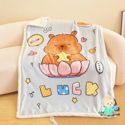 Chăn lông cừu cho bé, Chăn cừu 2 lớp kích thước 1mx1m4, mềm mịn ấm áp - Hizun bedding