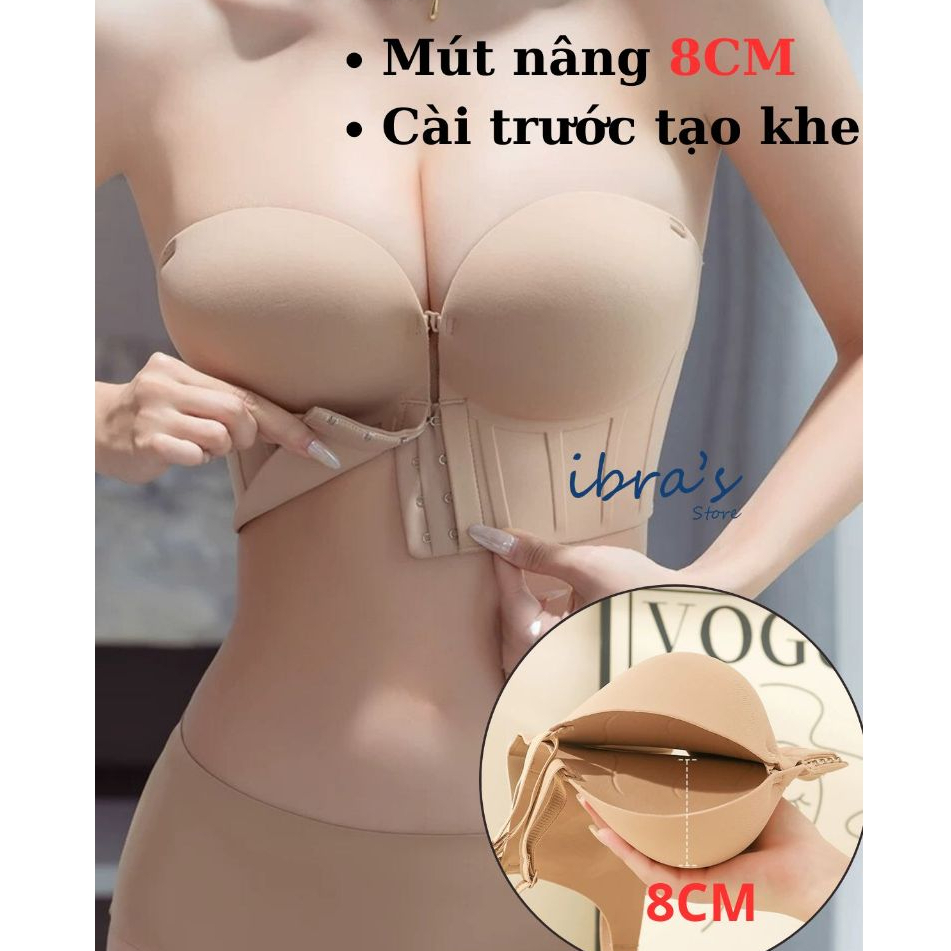 Áo Nâng Ngực Không Dây Mút Độn To 8CM iBra's, Áo Quây Cài Trước Tạo Khe Sexy, Su Cao Cấp Không Lộ Viền, Chống Tụt A93