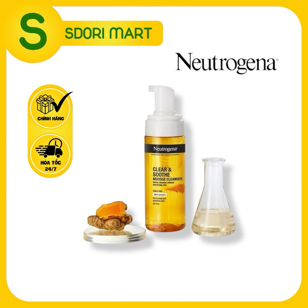 Sữa Rửa Mặt Neutrogena Chiết Xuất Nghệ, Xịt Tạo Bọt 150ml