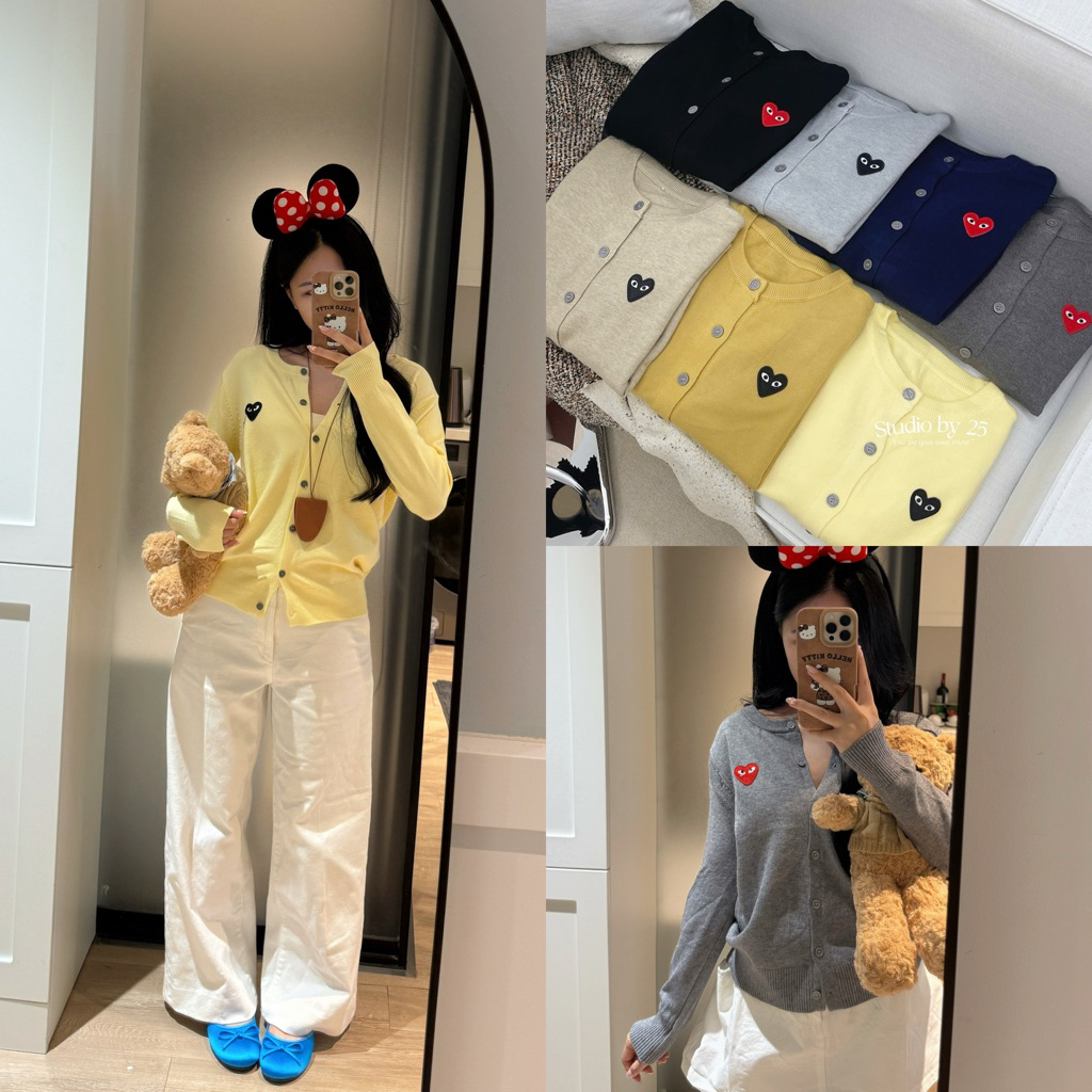 𝐬𝐭𝐮𝐝𝐢𝐨𝐛𝐲𝟐𝟓 | ÁO CARDIGAN LEN LOGO TRÁI TIM THÊU HÀNG QC