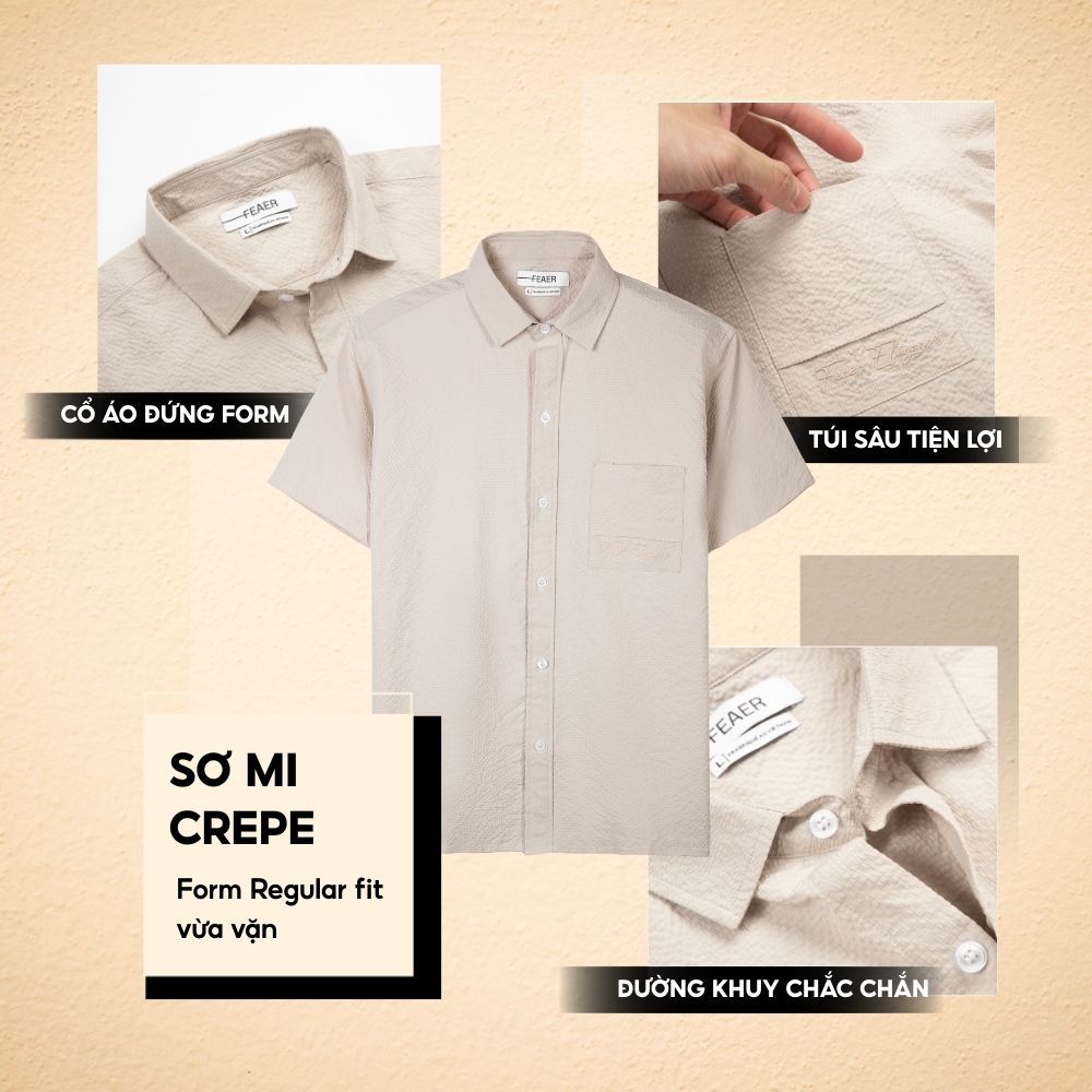[GIÁ TỐT NHẤT 1.2-2.2] Áo sơ mi Crepe nam tay ngắn, vải Kate thoáng mát, xốp nhẹ, form regular fit vừa vặn | BigBuy360 - bigbuy360.vn