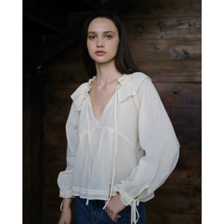 AO'EM STUDIOS | EMILY BLOUSE -  Áo kiểu nữ cổ bèo phối nơ, dáng babydoll tay dài