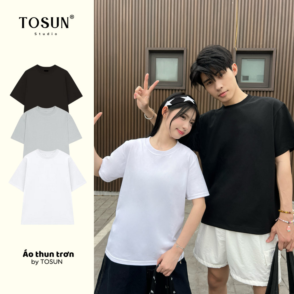 Áo Thun Trơn 𝐓𝐎𝐒𝐔𝐍 Chất Cotton Form Rộng Basic Nam Nữ Unisex T17