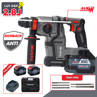 Máy Khoan Bê Tông Pin 13MM Workfix WF-RH2203PRO Không Chổi Than - Máy Khoan Điện Cầm Tay Chuyên Nghiệp Kèm Phụ Kiện